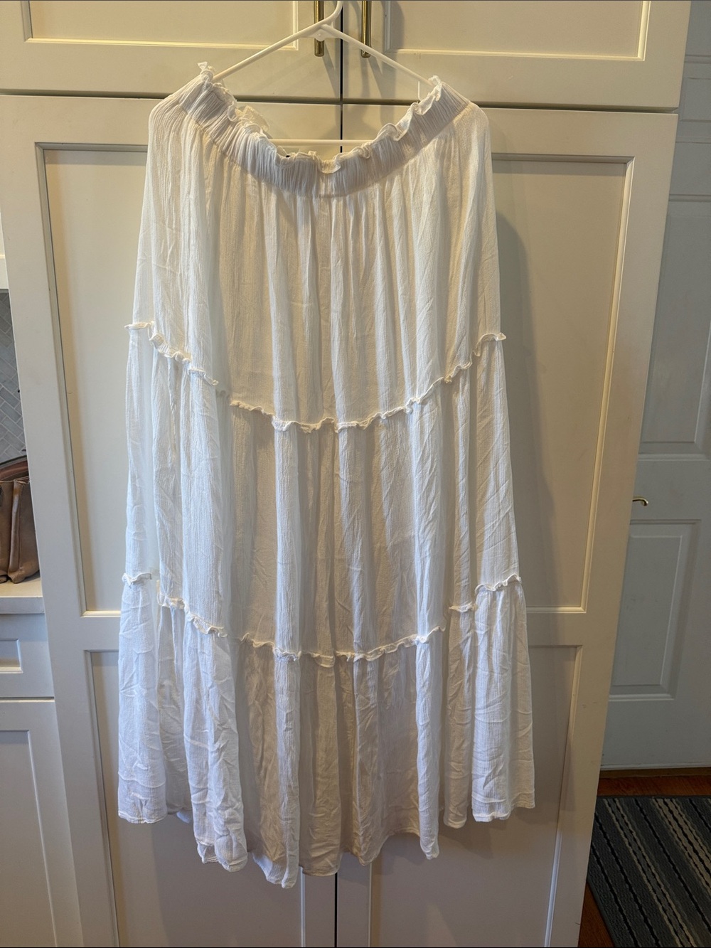 Jaded Gypsy White 100% Cotton Tiered Maxi Skirt Boho Cottagecore L/XL
